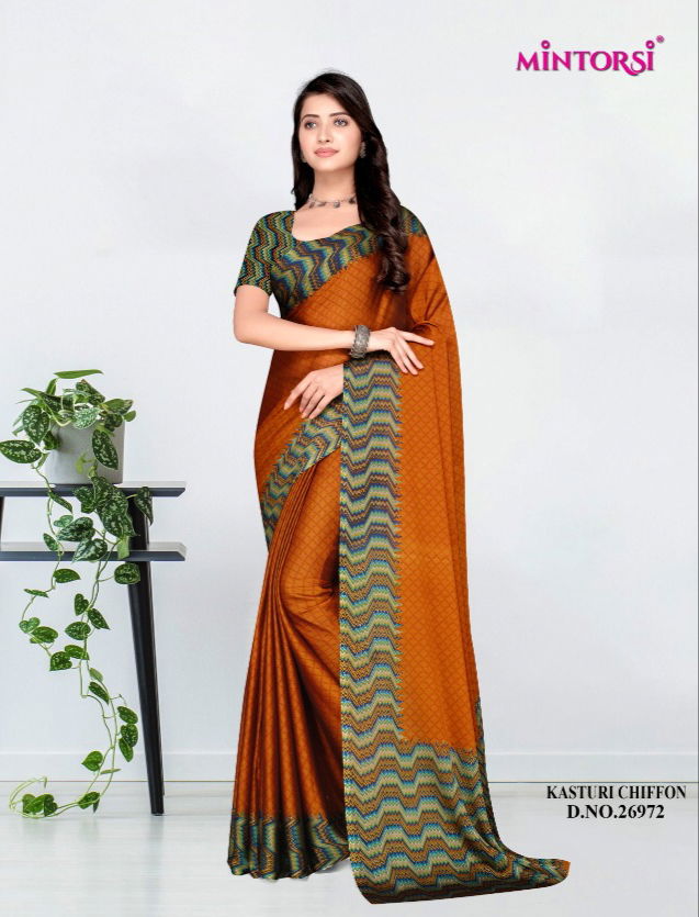 Mintorsi Kasturi Wholesale Chiffon Printed Sarees Catalog